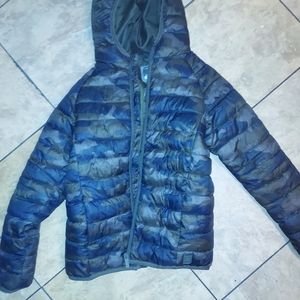 Camouflage puffer coat